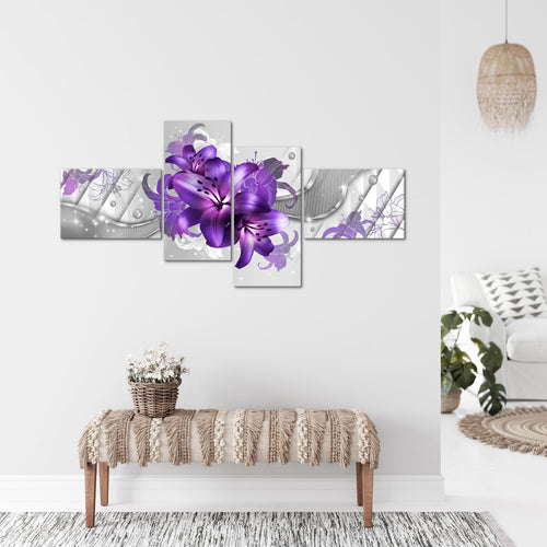 Runa Art Bild XXL 4 Teilig Blumen Lilien 200 x 100 cm Kunstdruck auf Vlies Leinwand Wanddeko Wohnzimmer Schlafzimmer 017341c