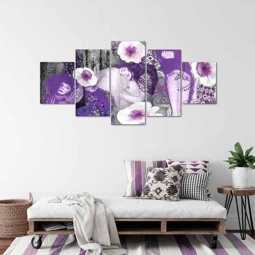Runa Art - Bilder Collage Gustav Klimt 200 x 100 cm 5 Teilig XXL Wanddekoration Design Violett 018551c