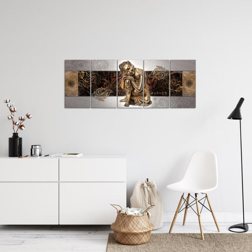 Runa Art Bild Buddha Zen Wandbilder auf Vlies Leinwand 5 Teilig Wanddekoration Wohnzimmer Schlafzimmer 041356c