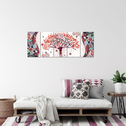 Runa Art Bild Gustav Klimt - Baum des Lebens Wandbilder auf Vlies Leinwand 5 Teilig Wanddekoration Wohnzimmer 004656c