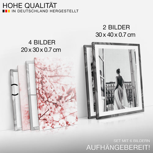 Novart Wandbilder Set Fashion Coco - KEIN EXTRA RAHMEN BENÖTIGT -  Modern Deko  - Wohnzimmer Mädchen Teenager N021763a