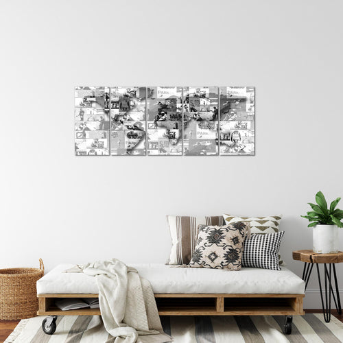 Runa Art Bild Weltkarte Banksy Collage Wandbilder auf Vlies Leinwand 5 Teilig Wanddekoration Loft Wohnzimmer 104556c
