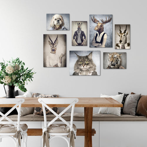 Novart Wandbilder Abstrakt - KOMPLETT AUFHÄNGFERTIG - Tiere Wohnzimmer Schlafzimmer - 7 Moderne Mood-Bilder - N019271a