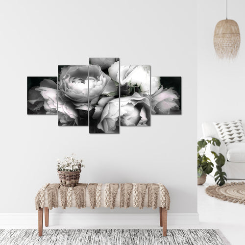 Runa Art - Bilder Blumen Rosen 200 x 100 cm 5 Teilig XXL Wanddekoration Design Schwarz Bunt 039151c