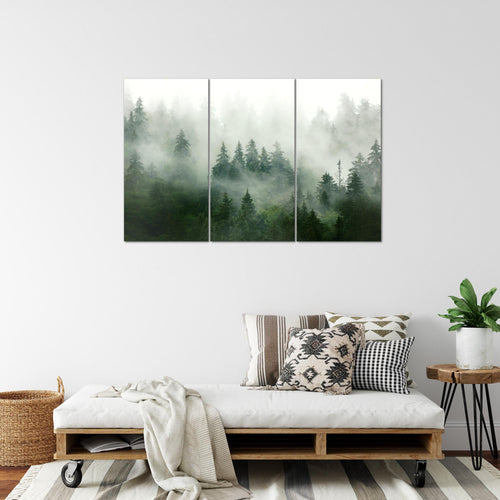 Runa Art Wandbilder Landschaft Bild XXL Wohnzimmer Schlafzimmer Büro Wald Waldgrün 120 x 80 cm 3 Teilig 032331a