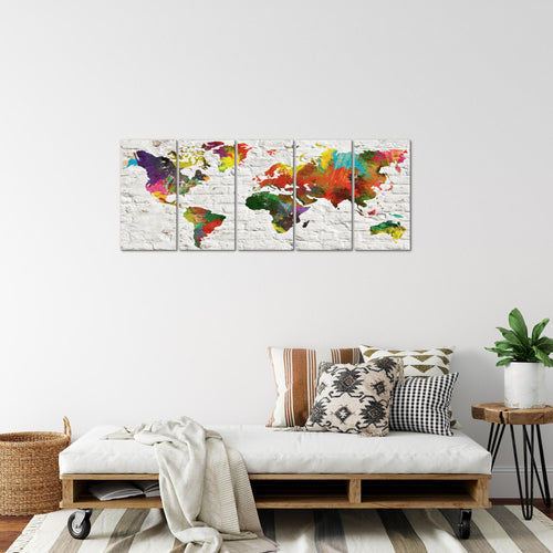 Runa Art Bild Weltkarte Wandbilder auf Vlies Leinwand 5 Teilig Wanddekoration Büro Wohnzimmer 106956b