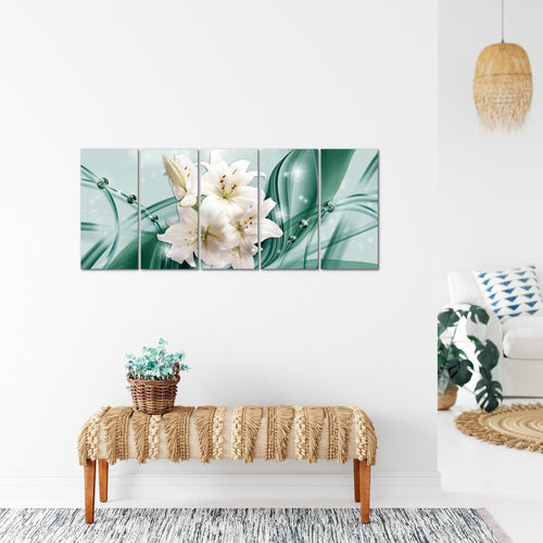 Runa Art Bild Blumen Lilien Wandbilder auf Vlies Leinwand 5 Teilig Wanddekoration Wohnzimmer Schlafzimmer 017156b
