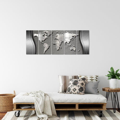Runa Art Bild Weltkarte Wandbilder auf Vlies Leinwand 5 Teilig Wanddekoration Büro Wohnzimmer 107256b