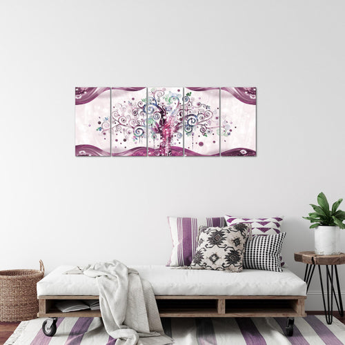 Runa Art Bild Gustav Klimt Baum des Lebens Wandbilder auf Vlies Leinwand 5 Teilig Wanddekoration Wohnzimmer 003056c