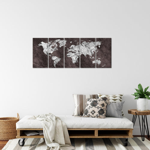 Runa Art Bild Weltkarte Wandbilder auf Vlies Leinwand 5 Teilig Wanddekoration Büro Wohnzimmer 002956b