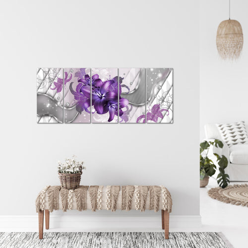 Runa Art Bild Blumen Lilien Wandbilder auf Vlies Leinwand 5 Teilig Wanddekoration Wohnzimmer Schlafzimmer 016556c