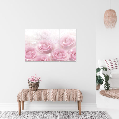 Runa Art Wandbilder Blumen Rosen Bild XXL Wohnzimmer Schlafzimmer Rosa Vintage 120 x 80 cm 3 Teilig 017231a