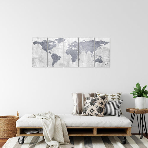 Runa Art Bild Weltkarte Wandbilder auf Vlies Leinwand 5 Teilig Wanddekoration Wohnzimmer Schlafzimmer Büro 104356c