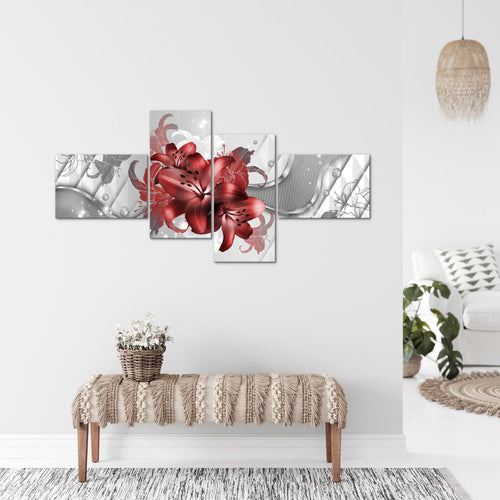 Runa Art Bild XXL 4 Teilig Blumen Lilien 200 x 100 cm Kunstdruck auf Vlies Leinwand Wanddeko Wohnzimmer Schlafzimmer 016541b