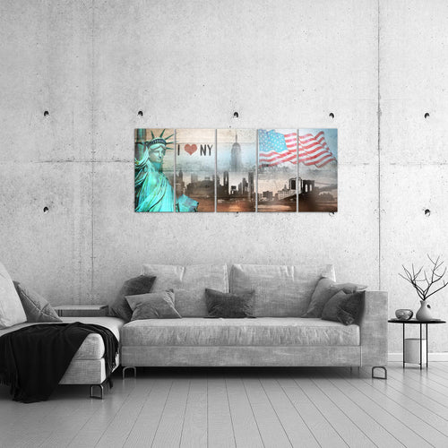 Runa Art Bild New York City Wandbilder auf Vlies Leinwand 5 Teilig Wanddekoration Wohnzimmer Büro 034256b