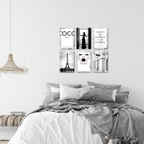 Novart Wandbilder Set Paris Fashion - KOMPLETT AUFHÄNGFERTIG - Made in Germany - Moderne Bilder  Wohnzimmer Schlafzimmer - N015664a
