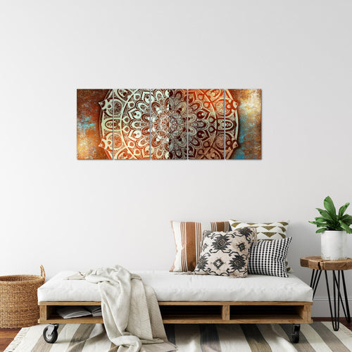 Runa Art Bild Mandala Abstrakt Wandbilder auf Vlies Leinwand 5 Teilig Wanddekoration Wohnzimmer Schlafzimmer 040156a