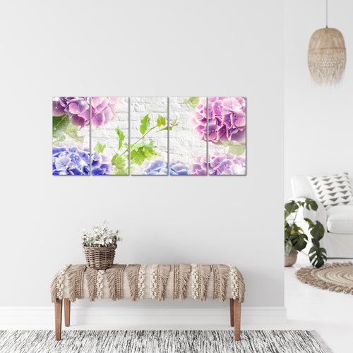 Runa Art Bild Blumen Hortensien Wandbilder auf Vlies Leinwand 5 Teilig Wanddekoration Wohnzimmer Schlafzimmer 017556a