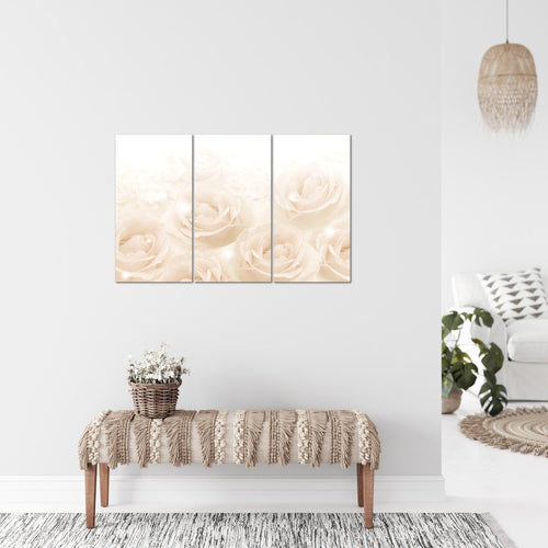 Runa Art Wandbilder Blumen Rosen Bild XXL Wohnzimmer Schlafzimmer Beige Vintage 120 x 80 cm 3 Teilig 017231c
