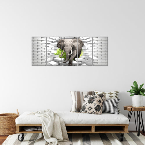Runa Art Bild Elefant Abstrakt Wandbilder auf Vlies Leinwand 5 Teilig Wanddekoration Wohnzimmer Schlafzimmer 037456b