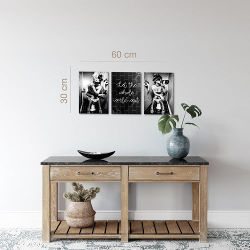 Novart Wandbilder 3 Teilig Wandbilder für 20 x 30 cm - 3 Bilder Schwarz Fashion Frauen Badezimmer N040130a