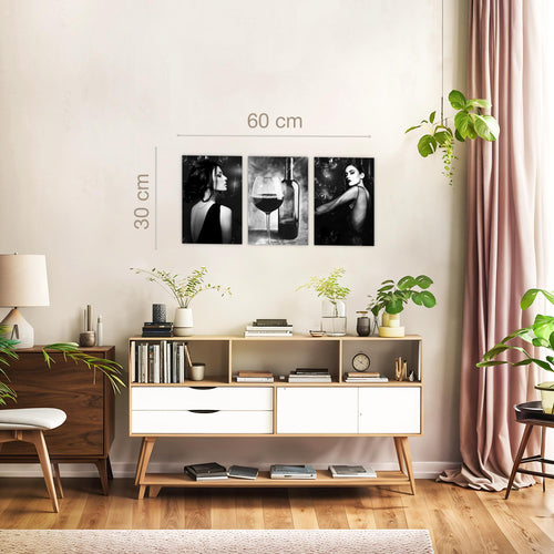 Novart Wandbilder 3 Teilig Wandbilder für 20 x 30 cm - 3 Bilder Schwarz Fashion Frauen N036530a