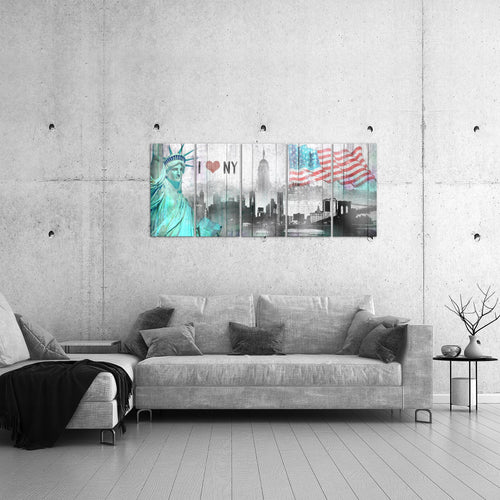 Runa Art Bild New York City Wandbilder auf Vlies Leinwand 5 Teilig Wanddekoration Wohnzimmer Büro 034256a