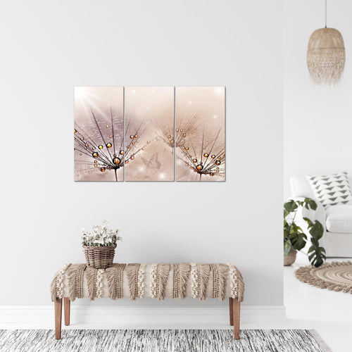 Runa Art Wandbilder Pusteblume Bild XXL Wohnzimmer Schlafzimmer Rosa Natur 120 x 80 cm 3 Teilig 016931a