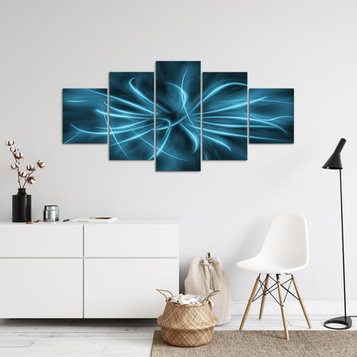 Runa Art - Bilder Abstrakt 200 x 100 cm 5 Teilig XXL Wanddekoration Design Bewegung Blau 100051b