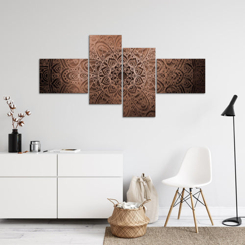 Runa Art Bild XXL 4 Teilig Mandala 200 x 100 cm Kunstdruck auf Vlies Leinwand Wanddeko Wohnzimmer Schlafzimmer 101241c