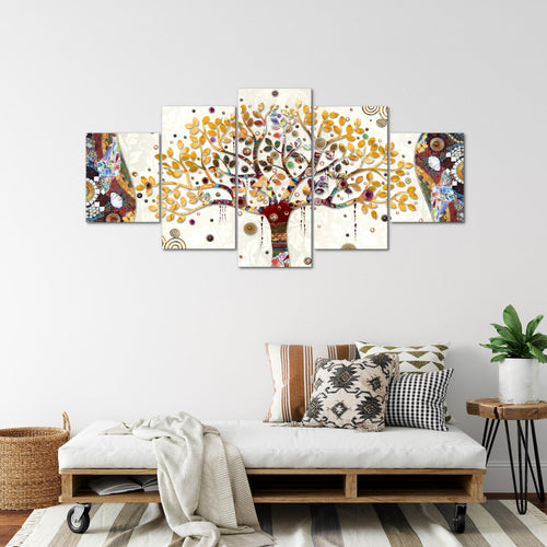 Runa Art - Bilder Gustav Klimt Baum des Lebens 200 x 100 cm 5 Teilig XXL Wanddekoration Design Bunt 004651a