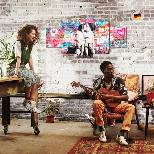 Runa Art - Bilder the First Kiss 200 x 100 cm 5 Teilig XXL Wanddekoration Design Bunt 044651a