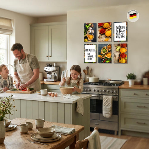 Novart Wandbilder Set Küche - KOMPLETT AUFHÄNGFERTIG - Made in Germany - Moderne Bilder  Esszimmer Küchenbilder - N000464a