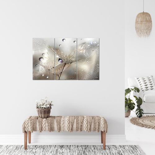 Runa Art Wandbilder Blumen Pusteblumen Bild XXL Wohnzimmer Schlafzimmer Braun Morgentau 120 x 80 cm 3 Teilig 043131a