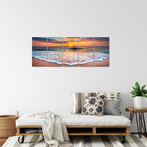Runa Art Bild Strand Meer Wandbilder auf Vlies Leinwand 5 Teilig Wanddekoration Wohnzimmer Schlafzimmer 044556a