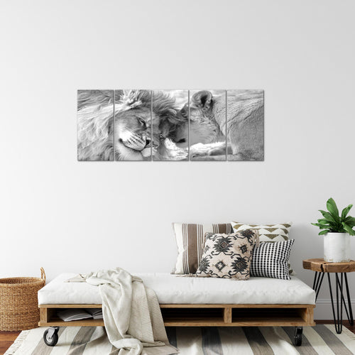 Runa Art Bild Löwen Liebe Wandbilder auf Vlies Leinwand 5 Teilig Wanddekoration Wohnzimmer Schlafzimmer 002156c