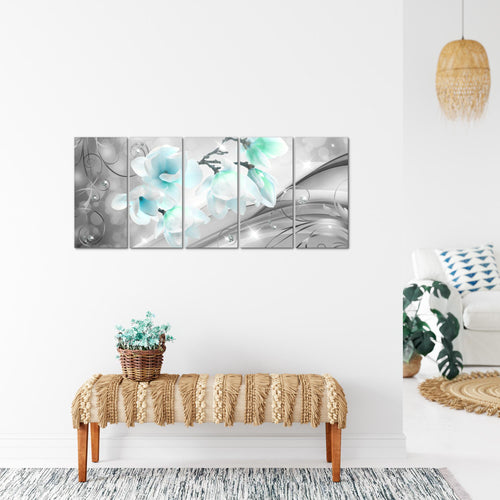 Runa Art Bild Blumen Abstrakt Wandbilder auf Vlies Leinwand 5 Teilig Wanddekoration Wohnzimmer Schlafzimmer 035356c