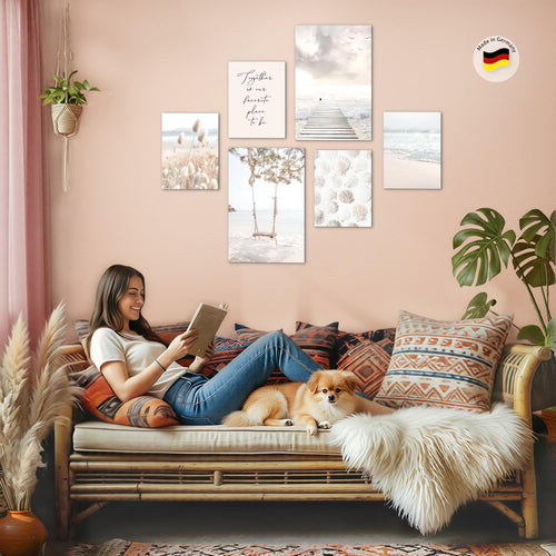 Novart Wandbilder Set Landschaft Natur - KEIN EXTRA RAHMEN BENÖTIGT - Modern Deko - Wohnzimmer Schlafzimmer Büro N023467a