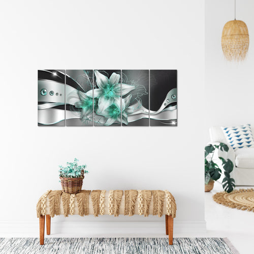 Runa Art Bild Blumen Lilien Wandbilder auf Vlies Leinwand 5 Teilig Wanddekoration Wohnzimmer Schlafzimmer 039656b