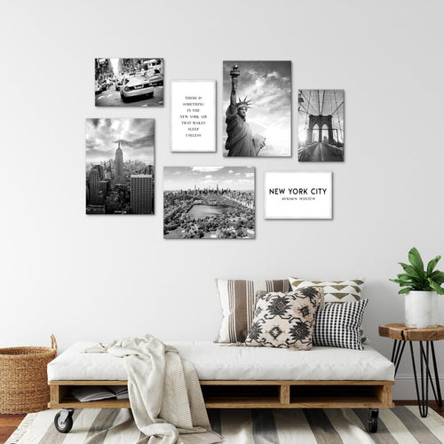 Novart Wandbilder New York City - KOMPLETT AUFHÄNGFERTIG - USA Wohnzimmer Büro - 7 Moderne Mood-Bilder - N013171a