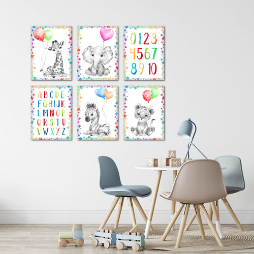 Novart Wandbilder - KEIN EXTRA RAHMEN BENÖTIGT - Kinderzimmer Mädchen Junge - Bilder Modern Tiere - Afrika Bunt - N016665c