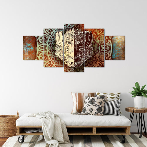 Runa Art - Bilder Mandala Abstrakt 200 x 100 cm 5 Teilig XXL Wanddekoration Design Beige Braun 040151a