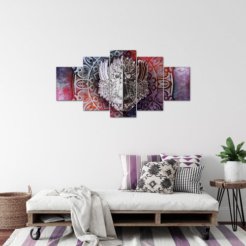 Runa Art Bild Wohnzimmer Schlafzimmer Mandala Abstrakt 5 Teilig Orientalisch Lila Violett Wandbilder auf Vlies Leinwand 040153b