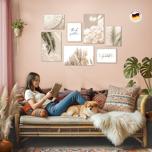 Novart Bilder Blumen Pflanzen - KOMPLETT AUFHÄNGFERTIG - Dekoration Wohnzimmer Schlafzimmer Büro - 7 Moderne Mood - Bilder - N005872a