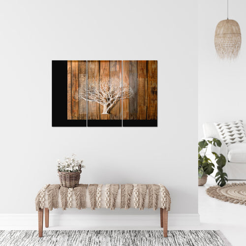 Runa Art Wandbilder Baum Abstrakt Bild XXL Wohnzimmer Beige Braun Holzmotiv 120 x 80 cm 3 Teilig 039931a