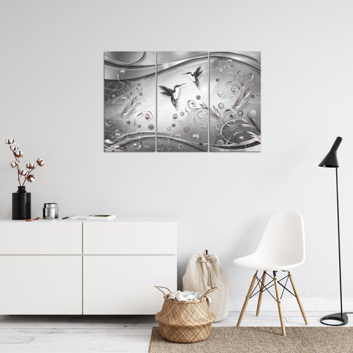 Runa Art Wandbilder Vintage Vogel Bild XXL Wohnzimmer Schlafzimmer Schwarz Weiss Abstrakt 120 x 80 cm 3 Teilig 038331c