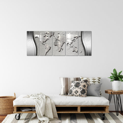 Runa Art Bild Weltkarte Wandbilder auf Vlies Leinwand 5 Teilig Wanddekoration Büro Wohnzimmer 107256c