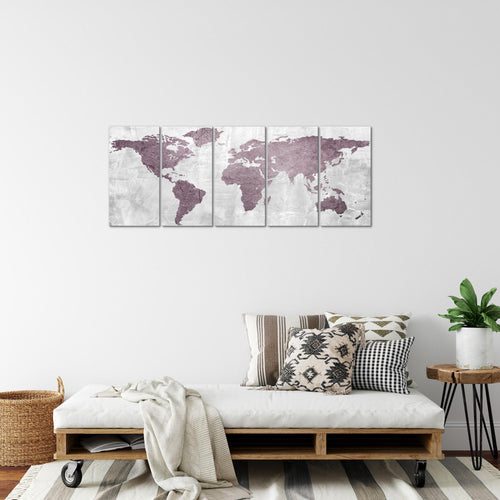 Runa Art Bild Weltkarte Wandbilder auf Vlies Leinwand 5 Teilig Wanddekoration Büro Wohnzimmer 104356a
