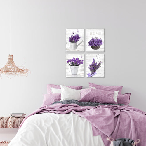 Novart Bilder Home Provence - Fertig Zum Aufhängen - Kein Extra Rahmen benötigt - Wandbilder Set Wohnzimmer Schlafzimmer - N002947a