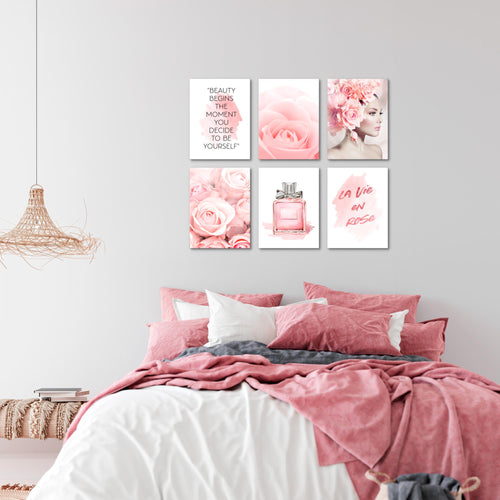 Novart Wandbilder - KEIN EXTRA RAHMEN BENÖTIGT - Wohnzimmer Mädchen Teenager - Bilder Modern Fashion - Rosa - N008565a